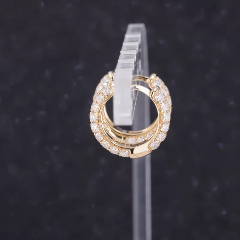 1.5mm Round Brilliant Cut Moissanite 10K Yellow Gold Diamond Earrings