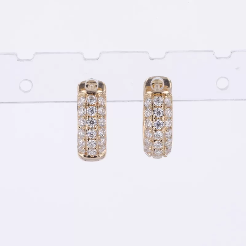 1.5mm Round Brilliant Cut Moissanite 10K Yellow Gold Diamond Earrings