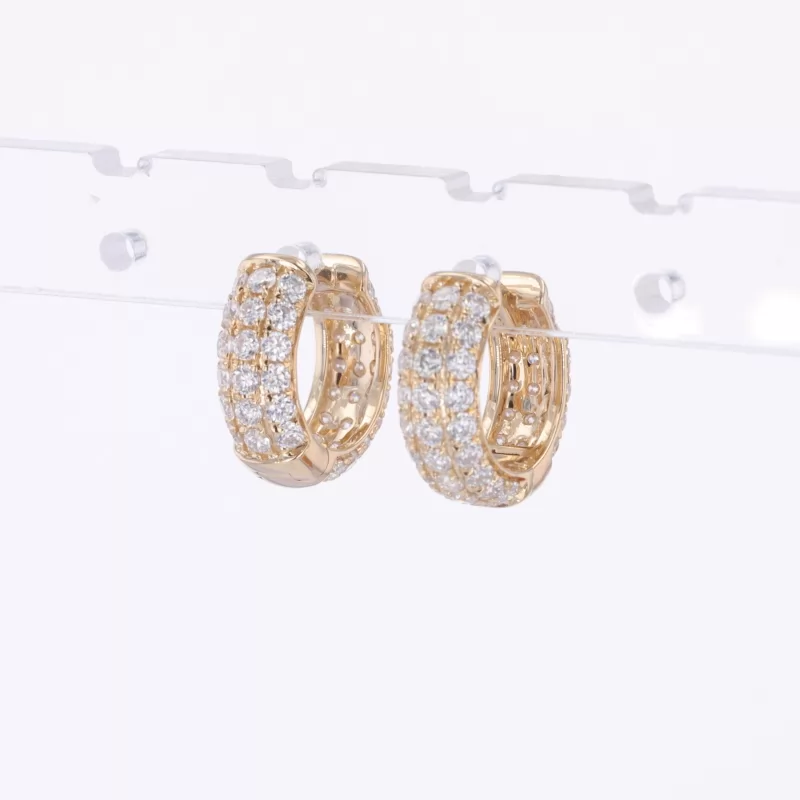 1.5mm Round Brilliant Cut Moissanite 10K Yellow Gold Diamond Earrings