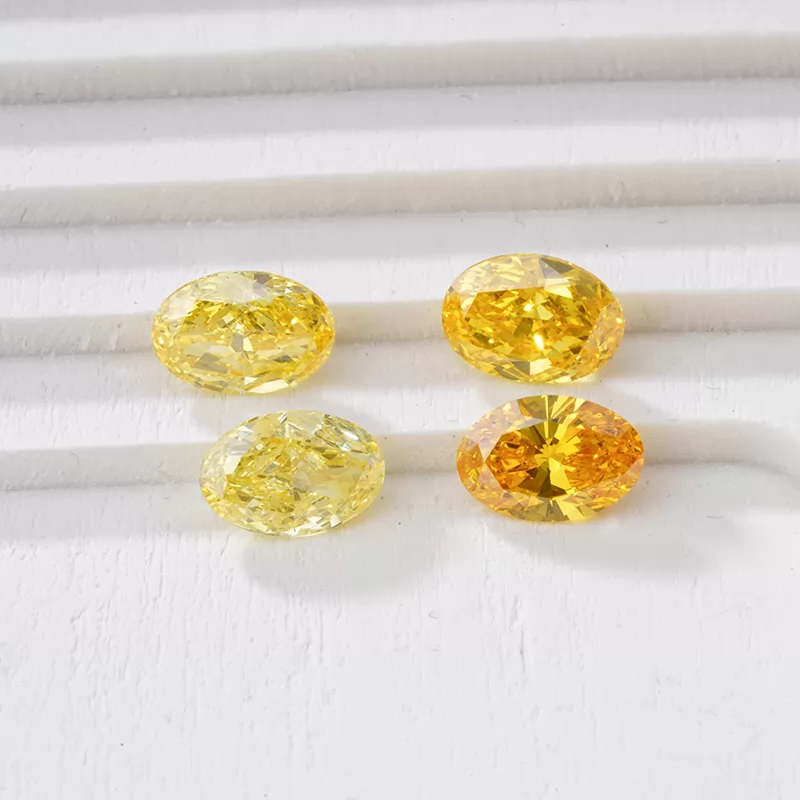 Yellow Color 0.5ct to 0.7ct Oval Shape HPHT Lab Grown Diamond