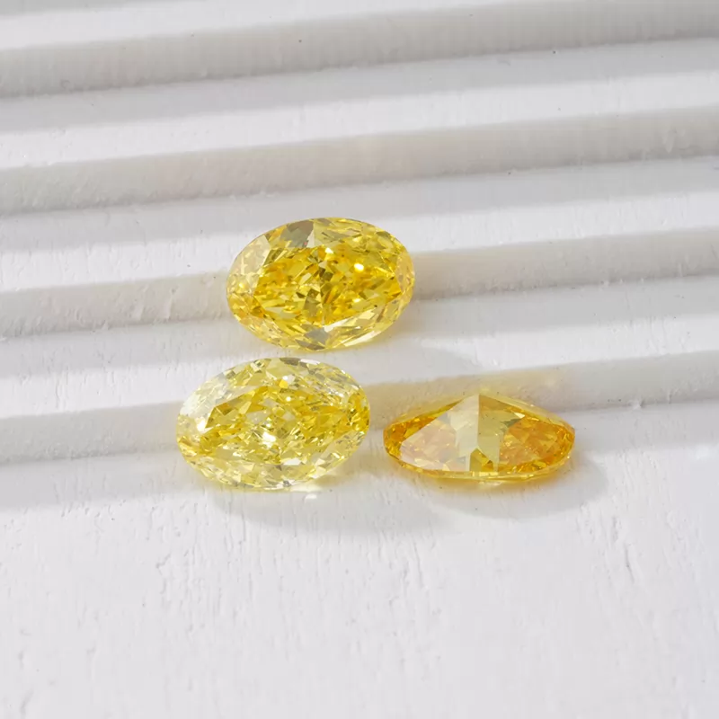 Yellow Color 0.5ct to 0.7ct Oval Shape HPHT Lab Grown Diamond