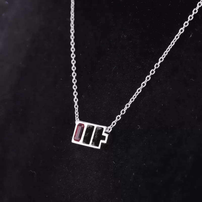 3×5mm Octagon Emerald Cut Lab Grown Ruby Diamond Pendant Necklace