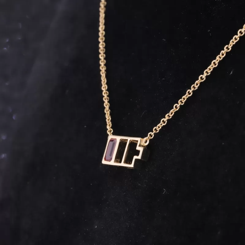 3×5mm Octagon Emerald Cut Lab Grown Ruby Diamond Pendant Necklace