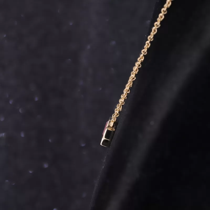 3×5mm Octagon Emerald Cut Lab Grown Ruby Diamond Pendant Necklace