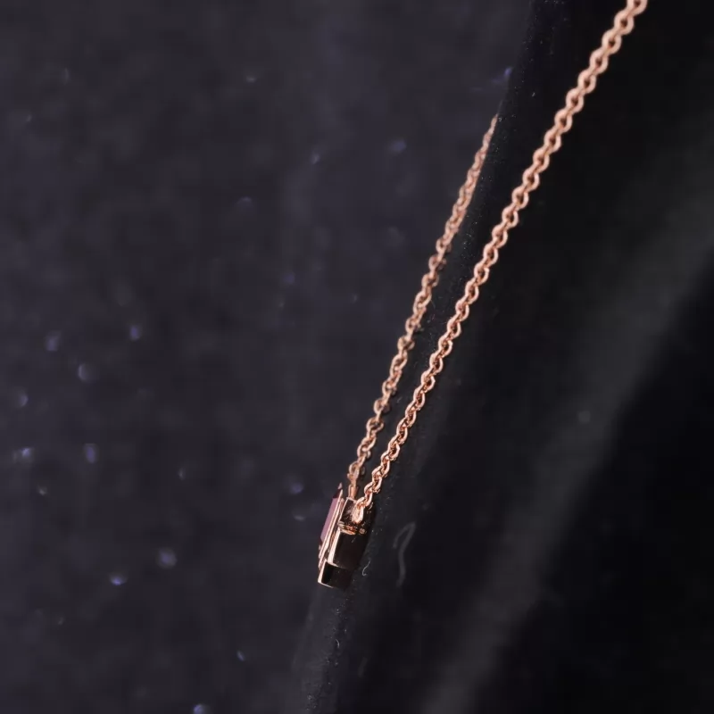 3×5mm Octagon Emerald Cut Lab Grown Ruby Diamond Pendant Necklace