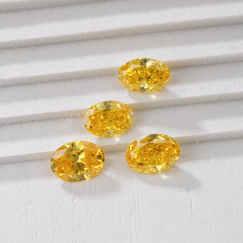 Yellow Color 0.7ct to 0.9ct Oval Shape HPHT Lab Grown Diamond