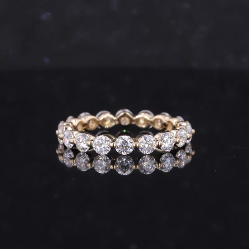 7.5×8.5mm Cushion Cut Moissanite 10K Yellow Gold Stackable Rings