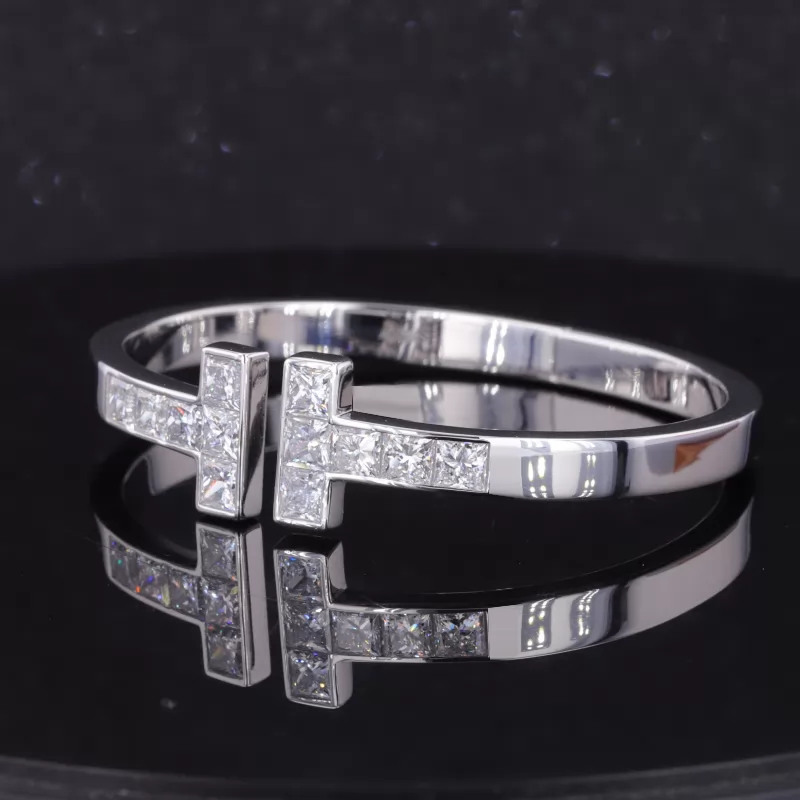 4×4mm Princess Cut Moissanite 18K White Gold Diamond Bracelet