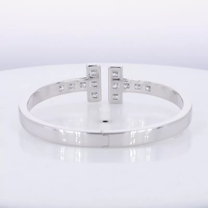 4×4mm Princess Cut Moissanite 18K White Gold Diamond Bracelet