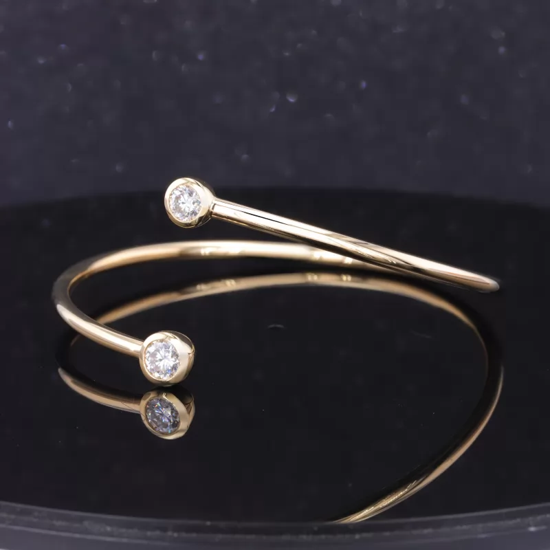 4.5mm & 5mm Round Brilliant Cut Moissanite 18K Yellow Gold Diamond Bracelet