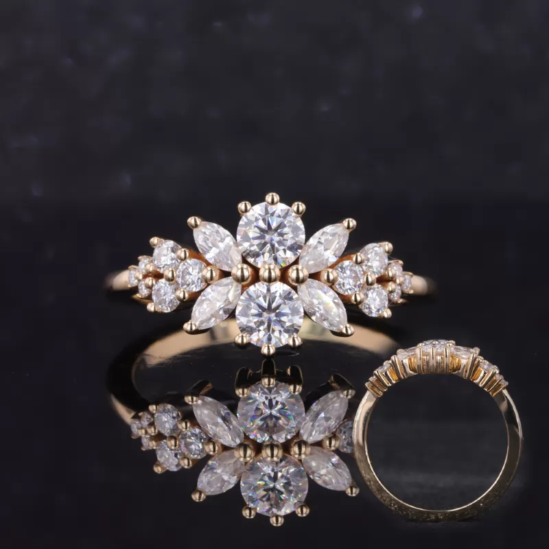 4mm Round Brilliant Cut Moissanite 14K Yellow Gold Vintage Engagement Ring