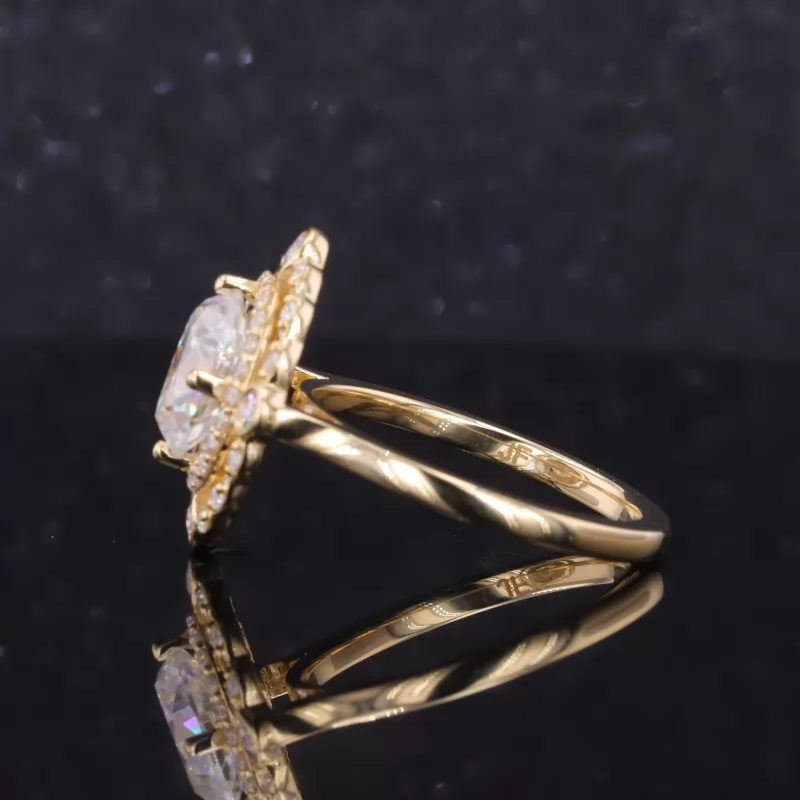 6.5×9mm Oval Cut Moissanite 18K Yellow Gold Vintage Engagement Ring