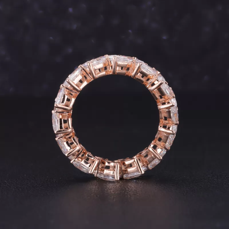 2×4mm Rhombus Cut Moissanite 14K Rose Gold Diamond Eternity Ring