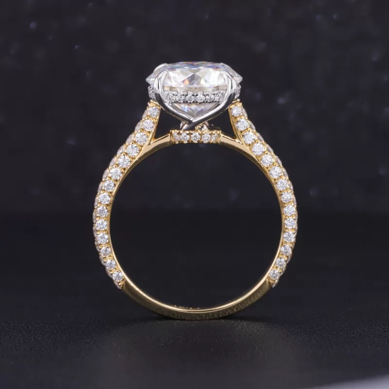 11mm Round Brilliant Cut Moissanite 18K Yellow Gold Stackable Rings