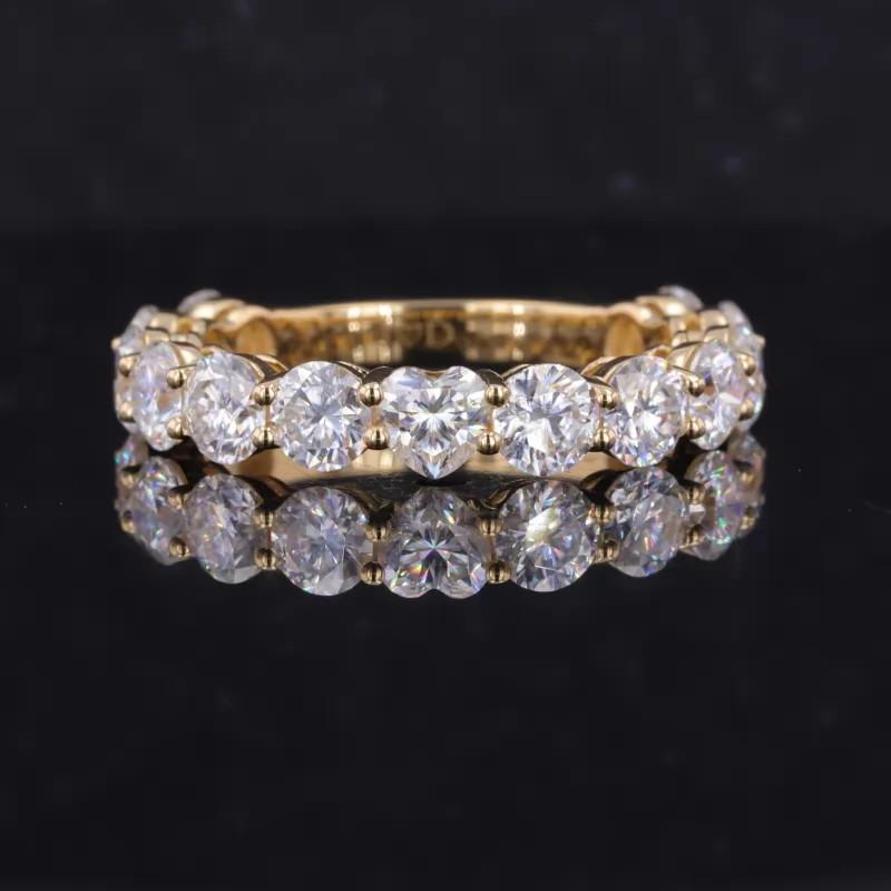 11mm Round Brilliant Cut Moissanite 18K Yellow Gold Stackable Rings