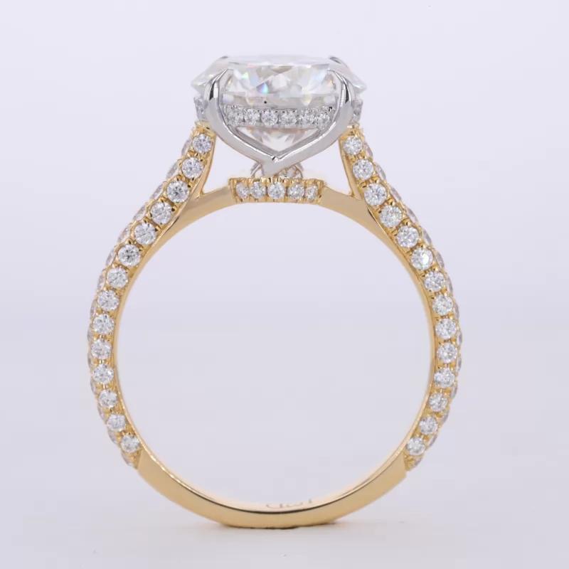 11mm Round Brilliant Cut Moissanite 18K Yellow Gold Stackable Rings