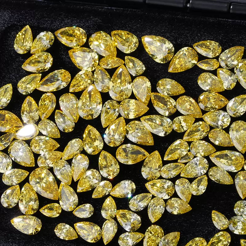 Pear Cut 0.1ct to 0.5ct Yellow Color HPHT Lab Grown Diamond