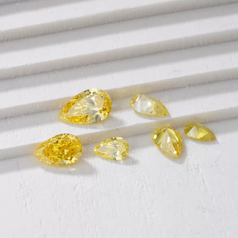 Pear Cut 0.1ct to 0.5ct Yellow Color HPHT Lab Grown Diamond