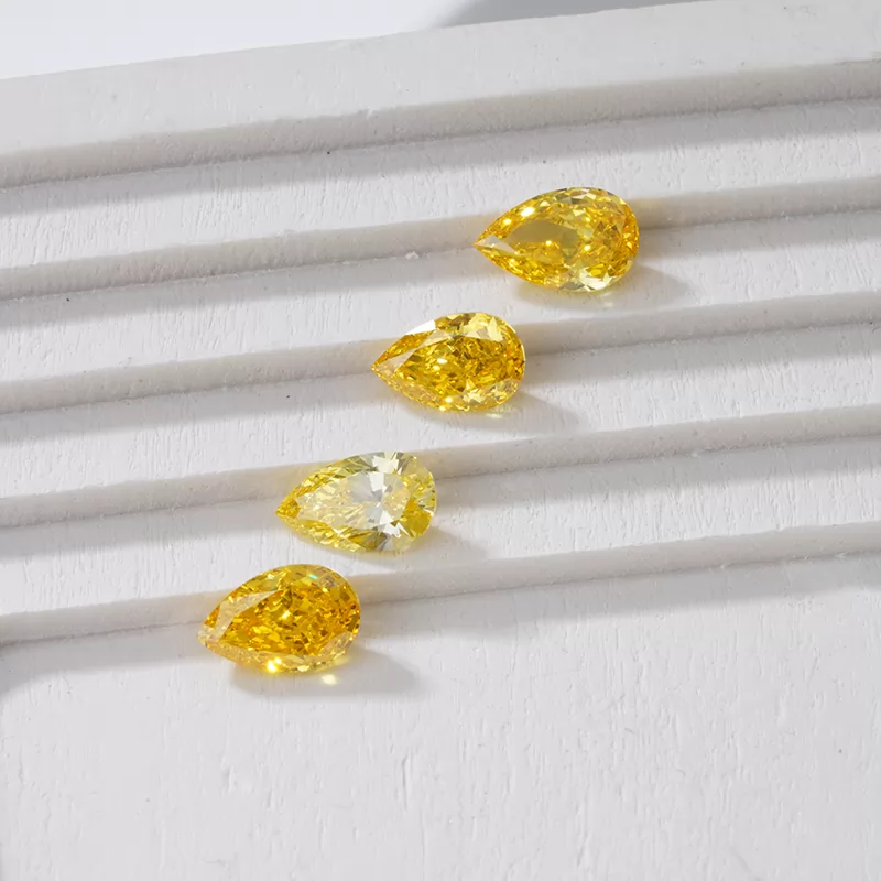 Pear Cut 0.5ct to 0.7ct Yellow Color HPHT Lab Grown Diamond