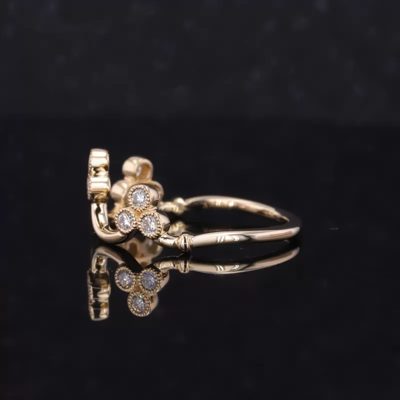 2mm Round Brilliant Cut Moissanite 14K Yellow Gold Vintage Engagement Ring