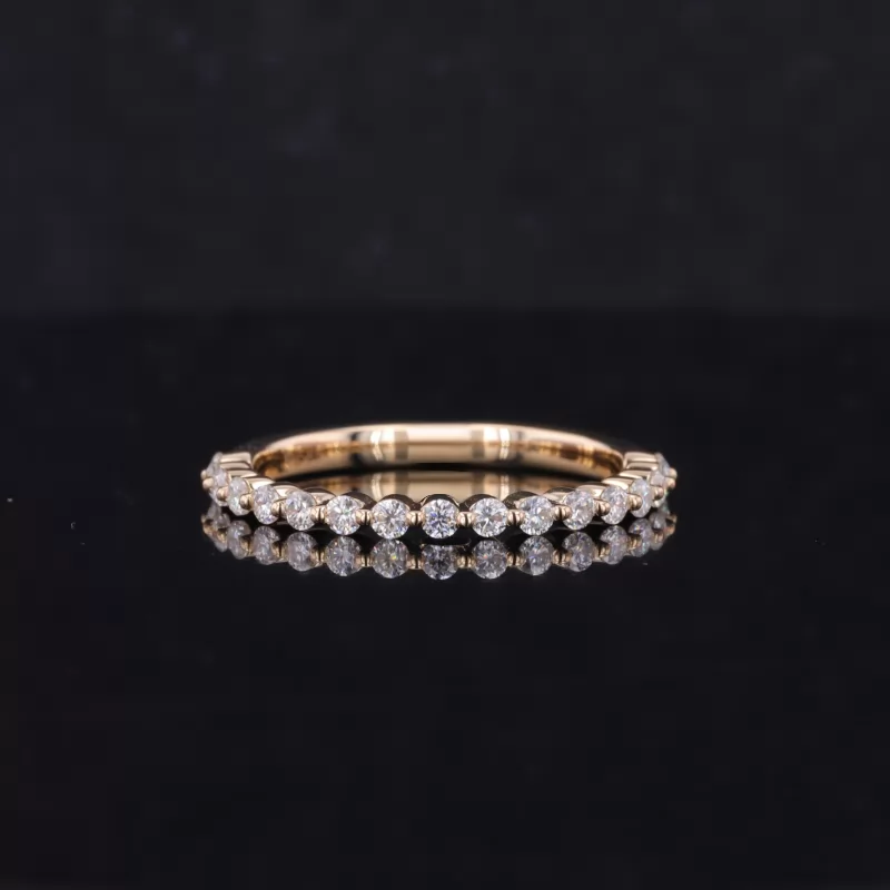 7×10mm Oval Cut Moissanite 14K Yellow Gold Stackable Rings