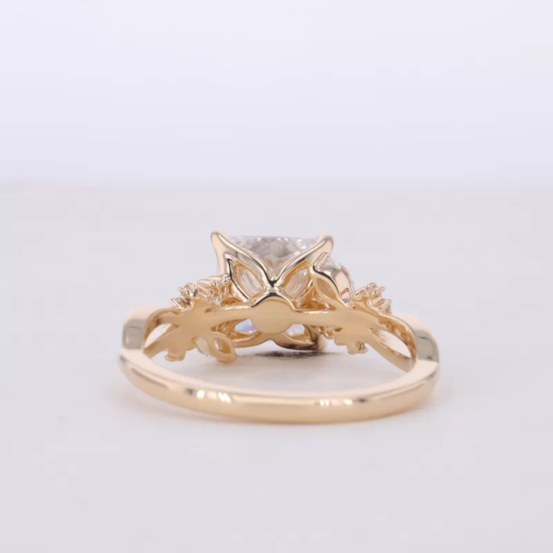 8.02×7.96mm Princess Cut Lab Grown Diamond With Side Lab Grown Diamond 14K Yellow Gold Engagement Ring
