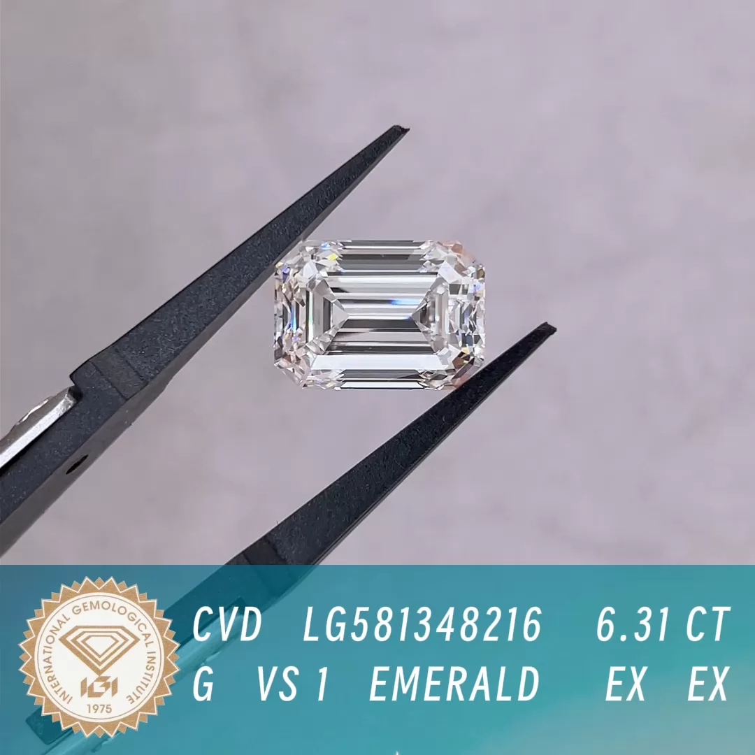 6.31ct G VS1 Octagon Emerald Cut IGI CVD Lab Grown Diamond