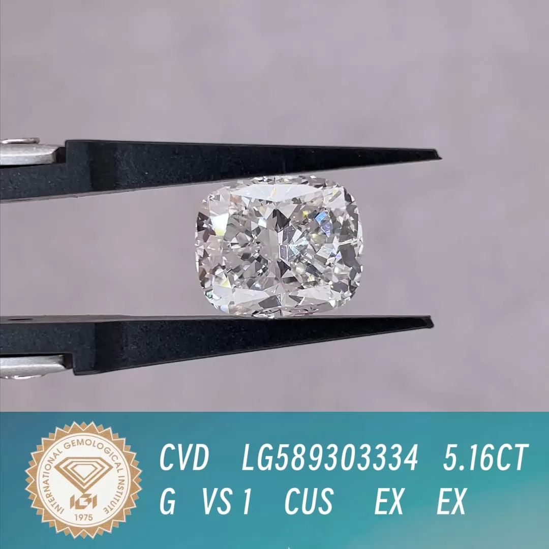 Starsgem 5.16ct G VS1 Cushion Cut IGI CVD Lab Grown Diamond