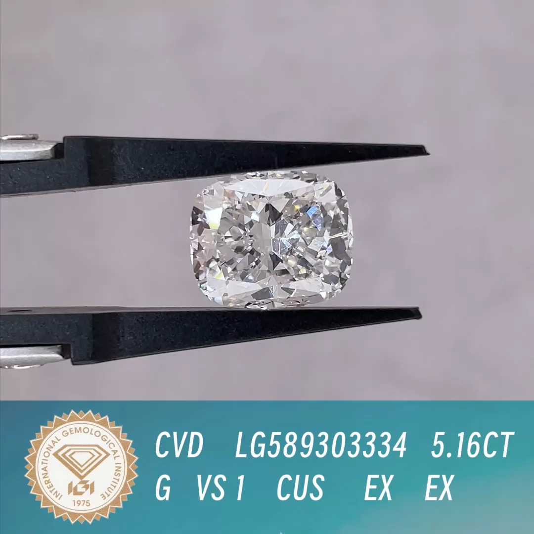 5.16ct G VS1 Cushion Cut IGI CVD Lab Grown Diamond