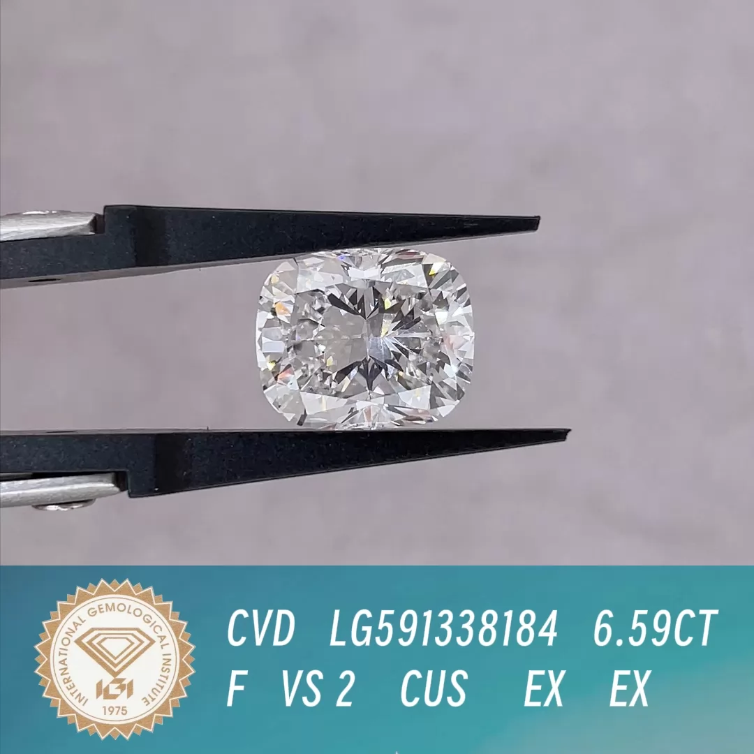 6.59ct F VS2 Cushion Cut IGI CVD Lab Grown Diamond