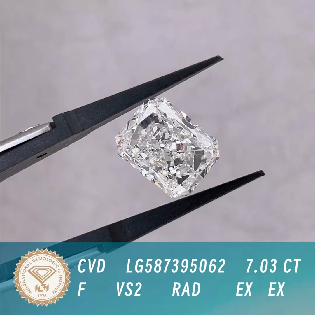 7.03ct F VS2 Radiant Cut IGI CVD Lab Grown Diamond