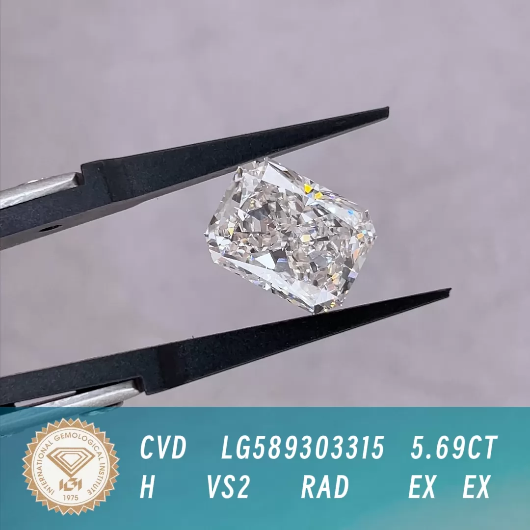 5.69ct H VS2 Radiant Cut IGI CVD Lab Grown Diamond