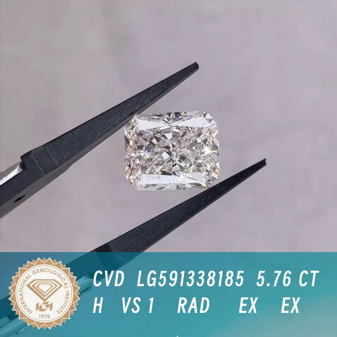 5.76ct H VS1 Radiant Cut IGI CVD Lab Grown Diamond