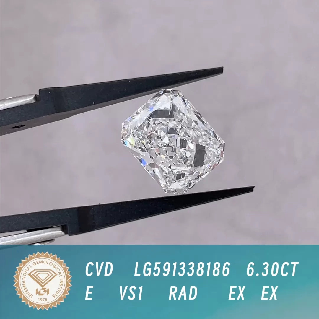 6.30ct E VS1 Radiant Cut IGI CVD Lab Grown Diamond