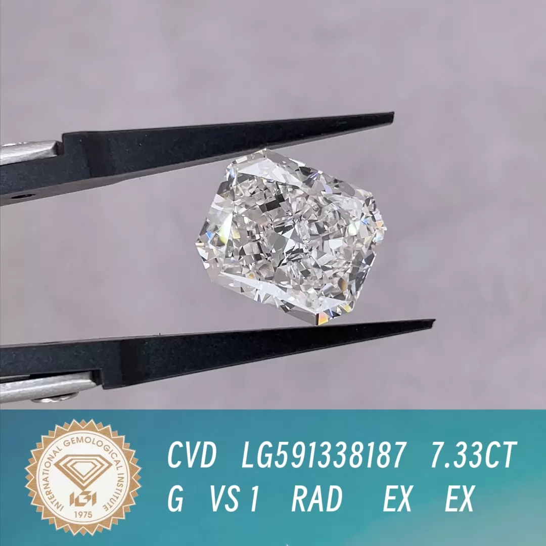 7.33ct G VS1 Radiant Cut IGI CVD Lab Grown Diamond