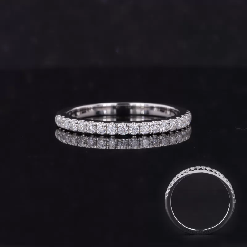 1.5mm Round Brilliant Cut Moissanite 10K White Gold Diamond Ring