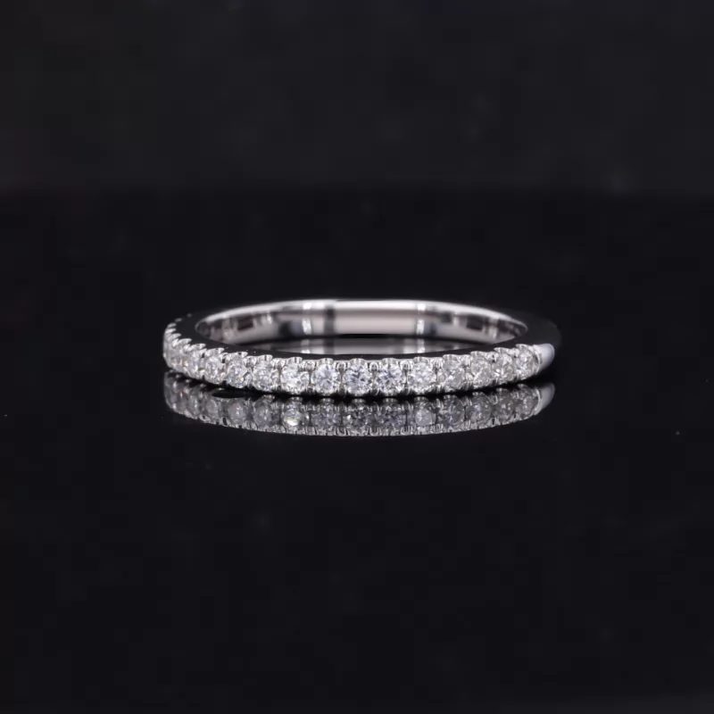 1.5mm Round Brilliant Cut Moissanite 10K White Gold Diamond Ring