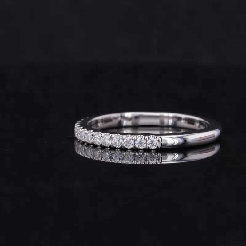 1.5mm Round Brilliant Cut Moissanite 10K White Gold Diamond Ring