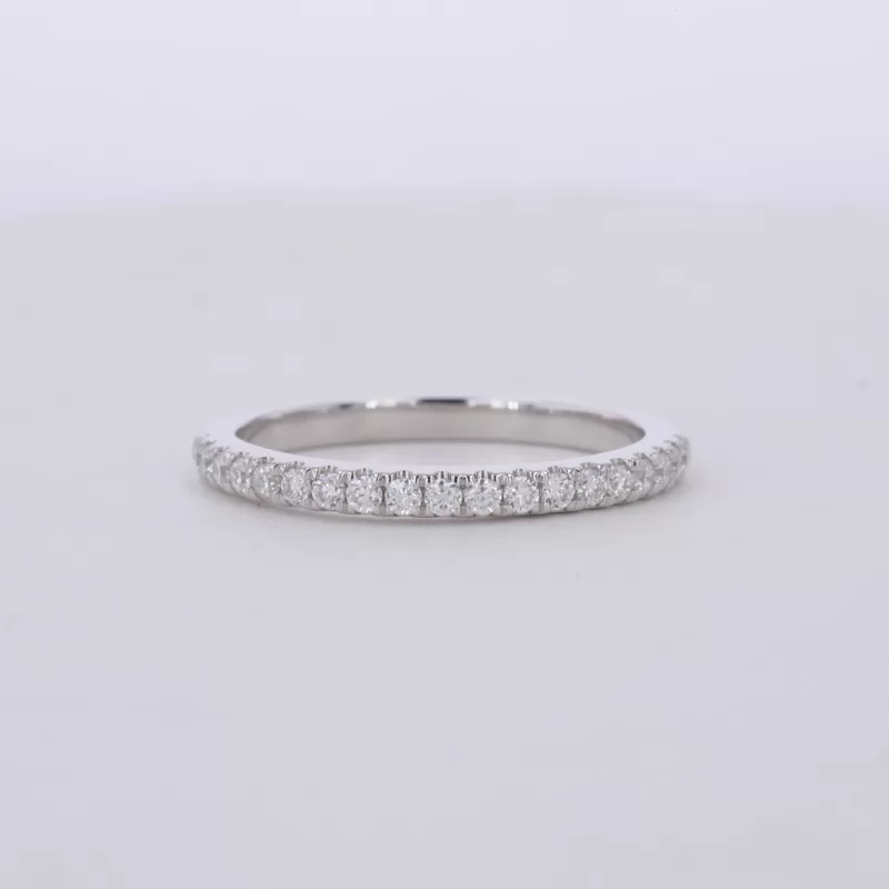 1.5mm Round Brilliant Cut Moissanite 10K White Gold Diamond Ring