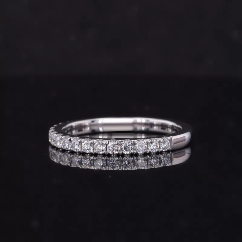 1.8mm Round Brilliant Cut Moissanite 14K White Gold Diamond Ring