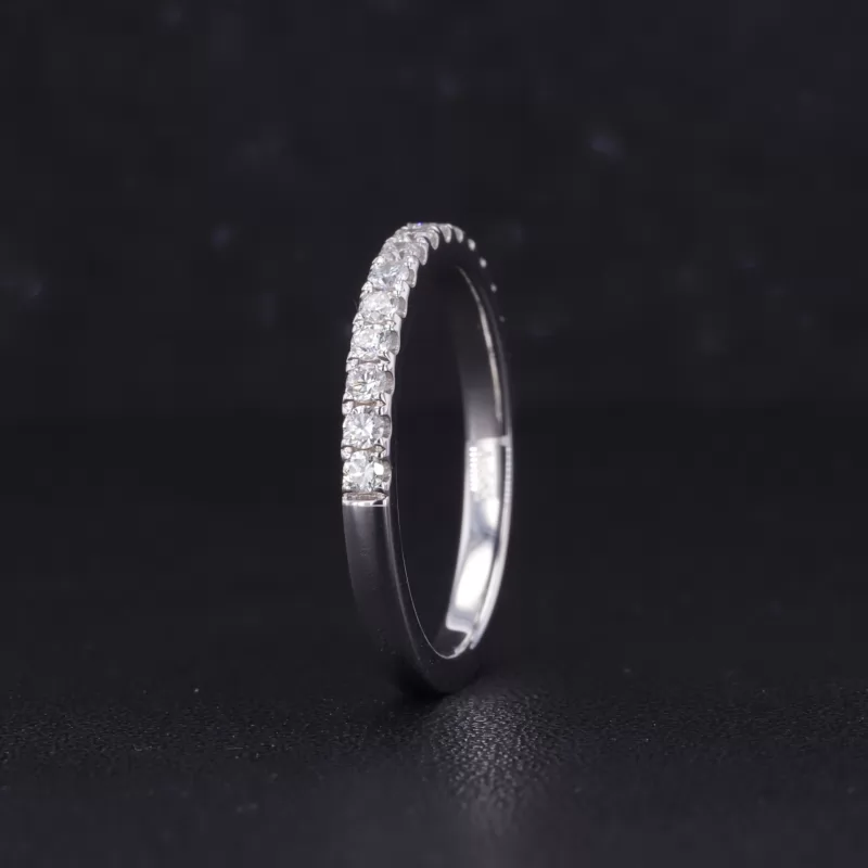 1.8mm Round Brilliant Cut Moissanite 14K White Gold Diamond Ring