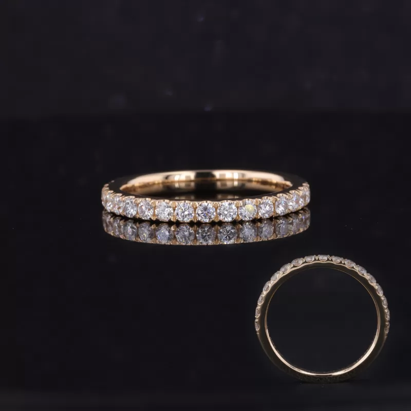 1.8mm Round Brilliant Cut Moissanite 14K Yellow Gold Diamond Ring