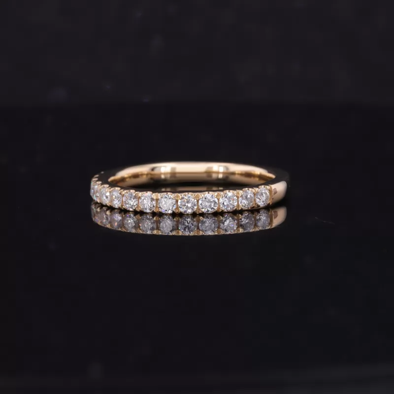 1.8mm Round Brilliant Cut Moissanite 14K Yellow Gold Diamond Ring