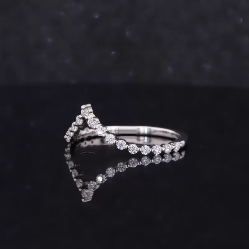 1.5mm Round Brilliant Cut Moissanite 14K White Gold Diamond Ring