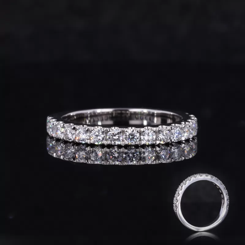 2mm Round Brilliant Cut CVD Lab Grown Diamond 14K White Gold Diamond Ring