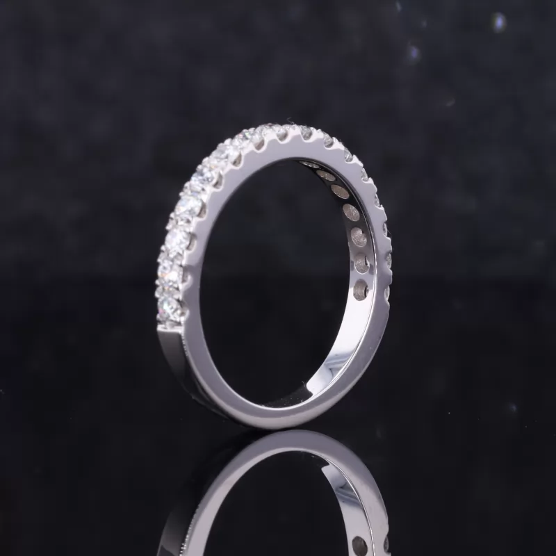 2mm Round Brilliant Cut CVD Lab Grown Diamond 14K White Gold Diamond Ring