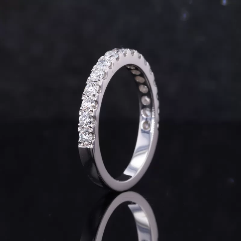 2mm Round Brilliant Cut CVD Lab Grown Diamond 14K White Gold Diamond Ring