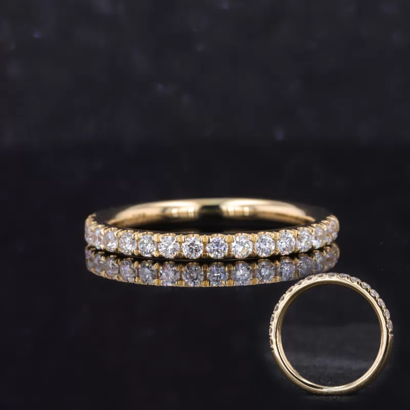 1.8mm Round Brilliant Cut CVD Lab Grown Diamond 18K Yellow Gold Diamond Ring