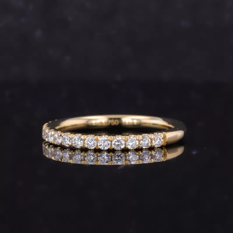 1.8mm Round Brilliant Cut CVD Lab Grown Diamond 18K Yellow Gold Diamond Ring