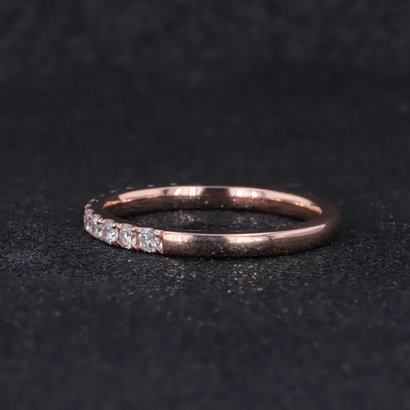 2mm Round Brilliant Cut CVD Lab Grown Diamond 14K Rose Gold Diamond Ring